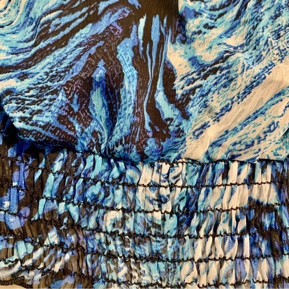 Dress Barn Tunic Top XL 14/16 Blue Black White Animal Print Short Sleeves - Picture 10 of 16